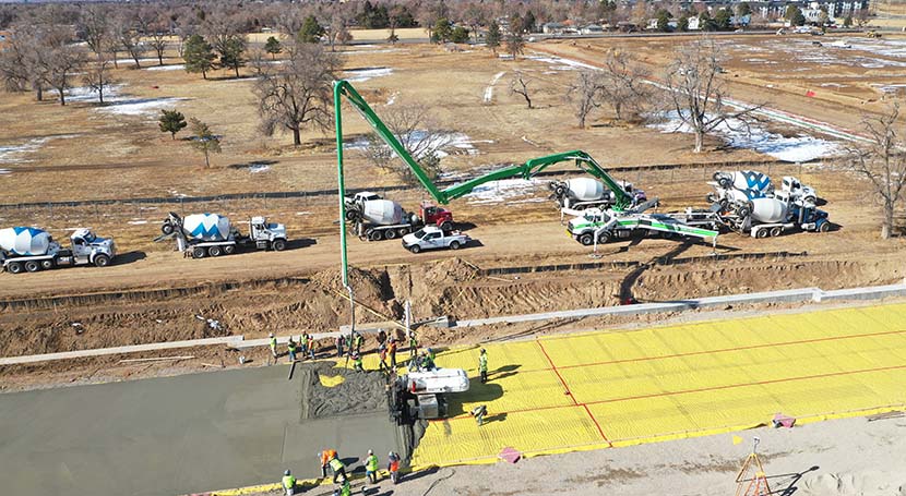 February 2022: The Bioscience 5 foundation is being laid. The team poured 25,000 square feet of concrete which came out to roughly 480 cubic yards!