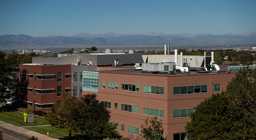 Bioscience 1 against the backdrop of the Rocky Mountains