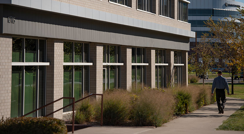 It’s a short walk across the street from Bioscience 2 to the University of Colorado Anschutz Medical Campus