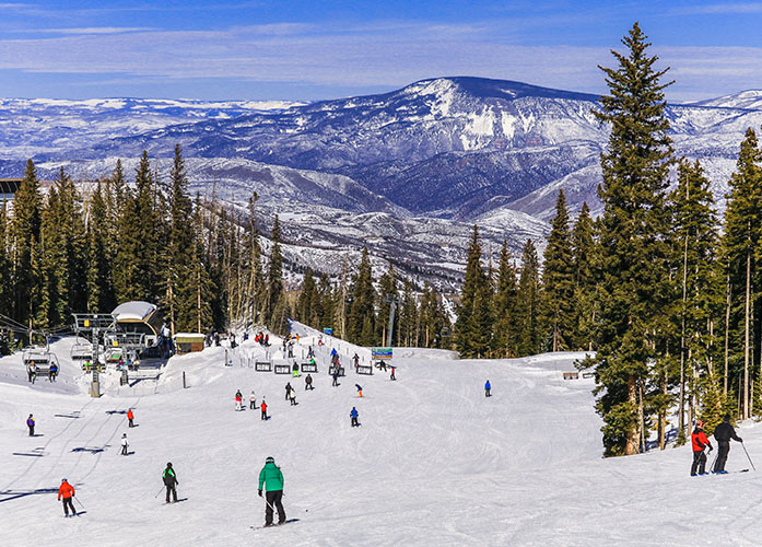 View down a ski resort run