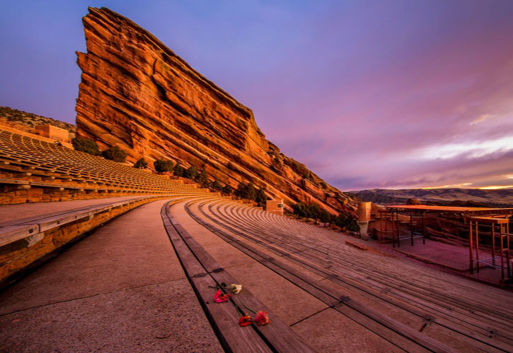 Red Rocks Amphitheater at sunset