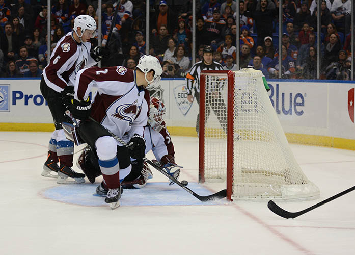 Colorado Avalanche NHL players in a game