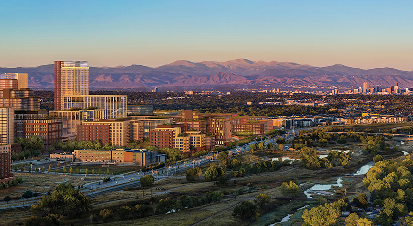 Master Plan rendering of the Fitzsimons Innovation Community campus