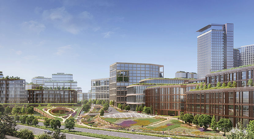 Master Plan rendering of the Fitzsimons Innovation Community campus